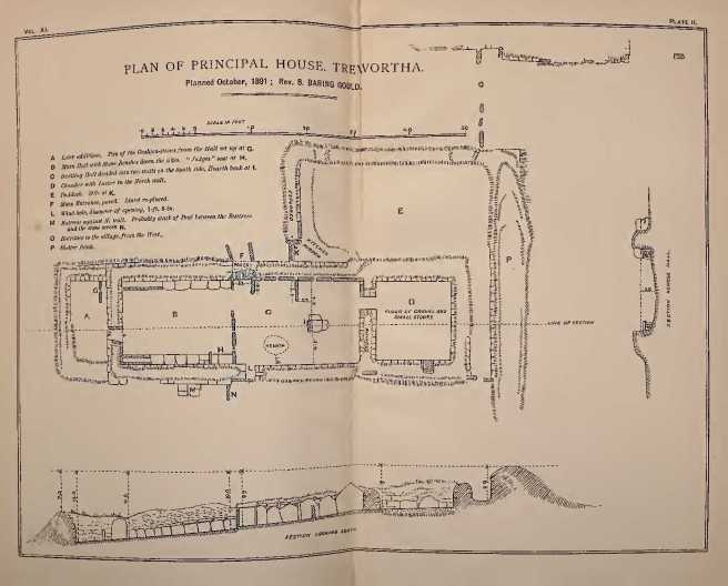 Plan of building excavated at Trewortha, Cornwall (Baring-Gould 1895a)