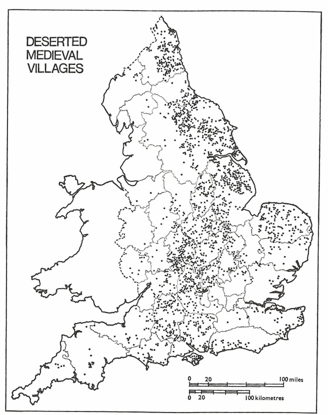 Deserted Medieval Villages as known in 1968 (Beresford and Hurst 1971)