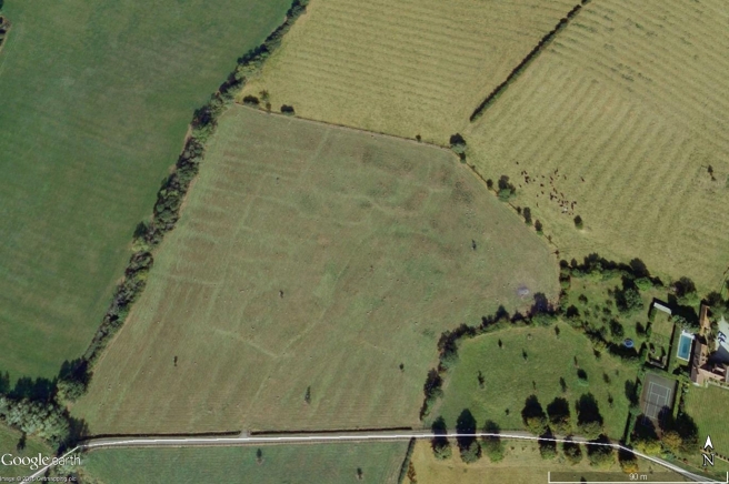 Earthworks of Upper Ditchford. Copyright Google